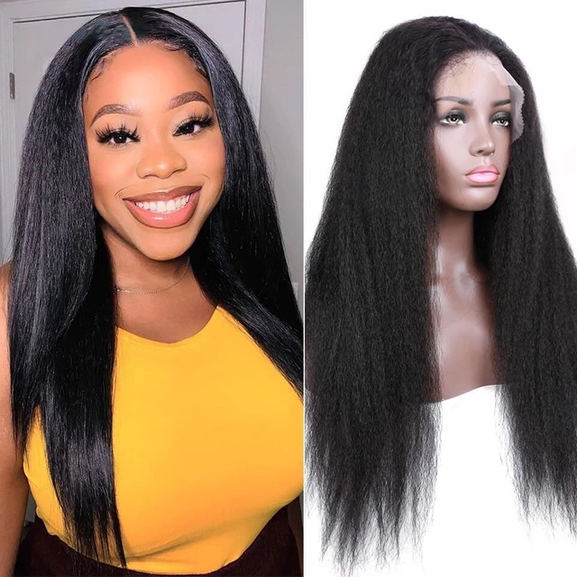 Stema 4X4/5x5/6x6 HD Lace Closure Kinky Straight Wig Constructed By Bundles With Closure